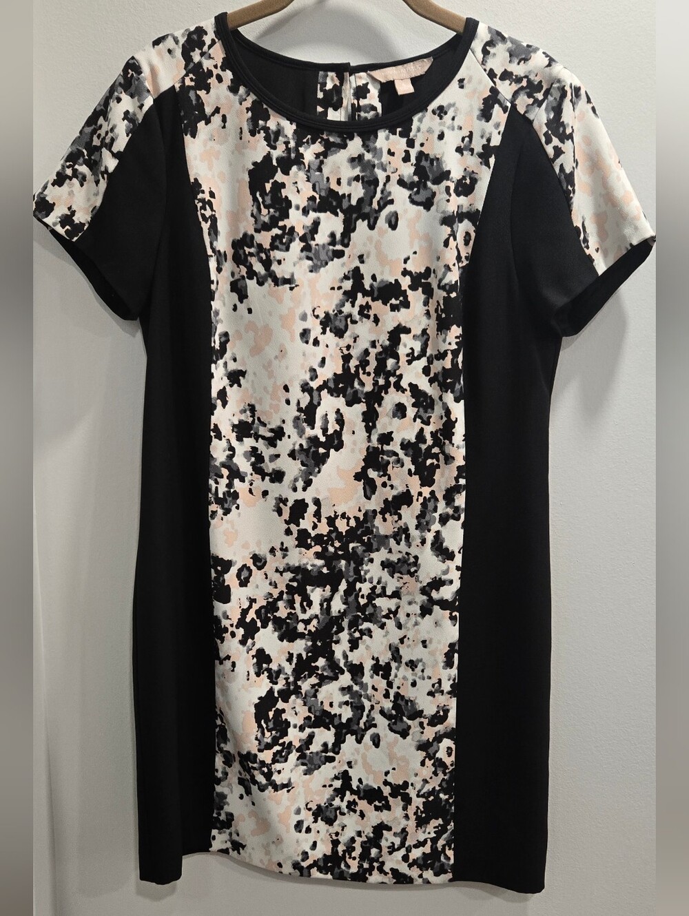 Banana Republic Colorblock Shift Sheath Dress Abstract Speckled Black Pink Size